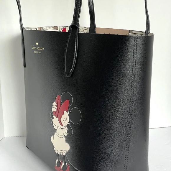 NWT Disney X Kate Spade Minnie Mouse Leather Reversible Tote & Wristlet $399 - Picture 7 of 16